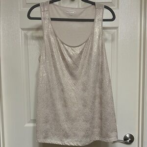 Maurices Shiny Metallic Tank Top Gold and Creamy Tan Super Soft Base-Layer